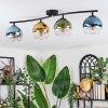 Koyoto ceiling light, globe light blue, gold, green, clear, 4-light sources