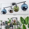 Gastor ceiling light, globe light blue, chrome, green, Smoke-coloured, 4-light sources