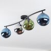 Gastor ceiling light, globe light blue, chrome, green, Smoke-coloured, 4-light sources
