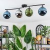 Gastor ceiling light, globe light blue, chrome, green, Smoke-coloured, 4-light sources