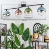 Gastor ceiling light, globe light blue, green, clear, coppery, 4-light sources
