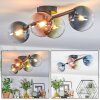 Chehalis ceiling light, globe light blue, green, clear, coppery, 4-light sources