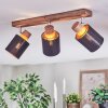 Fallhagen ceiling light, ceiling spotlight chrome, Dark wood, 3-light sources