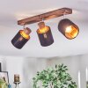 Fallhagen ceiling light, ceiling spotlight chrome, Dark wood, 3-light sources