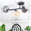 Chehalis ceiling light, globe light Amber, clear, Smoke-coloured, 3-light sources