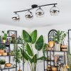 Koyoto ceiling light, globe light chrome, clear, Smoke-coloured, 4-light sources