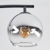Koyoto ceiling light, globe light chrome, clear, Smoke-coloured, 4-light sources