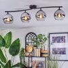 Koyoto ceiling light, globe light chrome, clear, Smoke-coloured, 4-light sources