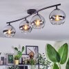Koyoto ceiling light, globe light chrome, clear, Smoke-coloured, 4-light sources
