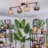 Koyoto ceiling light, globe light Amber, chrome, Smoke-coloured, 4-light sources