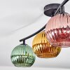 Koyoto ceiling light, globe light blue, gold, green, coppery, 4-light sources