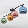 Koyoto ceiling light, globe light blue, gold, green, coppery, 4-light sources
