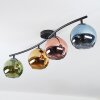 Koyoto ceiling light, globe light blue, gold, green, coppery, 4-light sources