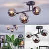 Chehalis ceiling light, globe light chrome, Smoke-coloured, 3-light sources