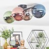 Chehalis ceiling light, globe light blue, chrome, green, coppery, Smoke-coloured, 4-light sources
