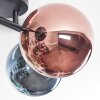 Chehalis ceiling light, globe light blue, chrome, green, coppery, Smoke-coloured, 4-light sources
