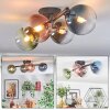 Chehalis ceiling light, globe light blue, chrome, green, clear, coppery, Smoke-coloured, 4-light sources