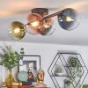 Chehalis ceiling light, globe light blue, chrome, green, clear, coppery, Smoke-coloured, 4-light sources