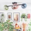 Chehalis ceiling light, globe light blue, chrome, green, clear, coppery, Smoke-coloured, 4-light sources