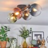 Chehalis ceiling light, globe light blue, chrome, green, clear, coppery, Smoke-coloured, 4-light sources