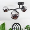 Chehalis ceiling light, globe light chrome, Smoke-coloured, 3-light sources