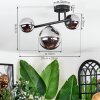 Chehalis ceiling light, globe light chrome, Smoke-coloured, 3-light sources