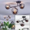 Chehalis ceiling light, globe light chrome, Smoke-coloured, 3-light sources
