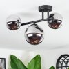 Chehalis ceiling light, globe light chrome, Smoke-coloured, 3-light sources