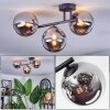 Chehalis ceiling light, globe light chrome, Smoke-coloured, 3-light sources