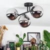 Chehalis ceiling light, globe light chrome, Smoke-coloured, 3-light sources
