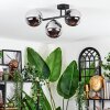 Chehalis ceiling light, globe light chrome, Smoke-coloured, 3-light sources