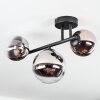 Chehalis ceiling light, globe light chrome, clear, Smoke-coloured, 3-light sources