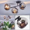 Chehalis ceiling light, globe light chrome, clear, Smoke-coloured, 3-light sources
