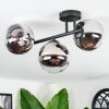 Chehalis ceiling light, globe light chrome, clear, Smoke-coloured, 3-light sources