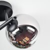 Chehalis ceiling light, globe light chrome, clear, Smoke-coloured, 3-light sources