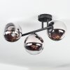 Chehalis ceiling light, globe light chrome, clear, Smoke-coloured, 3-light sources