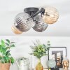 Chehalis ceiling light, globe light Amber, Smoke-coloured, 4-light sources