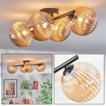 Chehalis ceiling light, globe light Amber, 4-light sources