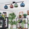 Koyoto ceiling light, globe light blue, green, coppery, 4-light sources