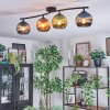 Koyoto ceiling light, globe light blue, green, coppery, 4-light sources