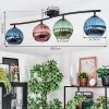 Koyoto ceiling light, globe light blue, green, coppery, 4-light sources