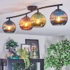 Koyoto ceiling light, globe light blue, green, coppery, 4-light sources