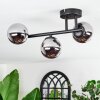 Chehalis ceiling light, globe light chrome, Smoke-coloured, 3-light sources