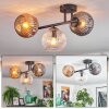 Ripoll ceiling light, globe light Amber, clear, Smoke-coloured, 3-light sources