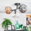 Ripoll ceiling light, globe light Amber, clear, Smoke-coloured, 3-light sources
