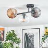 Ripoll ceiling light, globe light Amber, clear, Smoke-coloured, 3-light sources