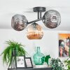 Ripoll ceiling light, globe light Amber, Smoke-coloured, 3-light sources