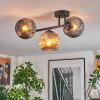 Ripoll ceiling light, globe light Amber, Smoke-coloured, 3-light sources