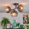 Koyoto ceiling light, globe light clear, Smoke-coloured, 3-light sources