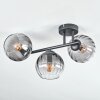 Koyoto ceiling light, globe light clear, Smoke-coloured, 3-light sources